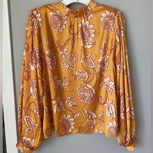 Vici floral yellow marigold silk top small